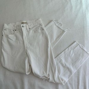 SOLD Madewell Jeans Perfect Vintage Straight White Jean Size 27 Raw Edge
